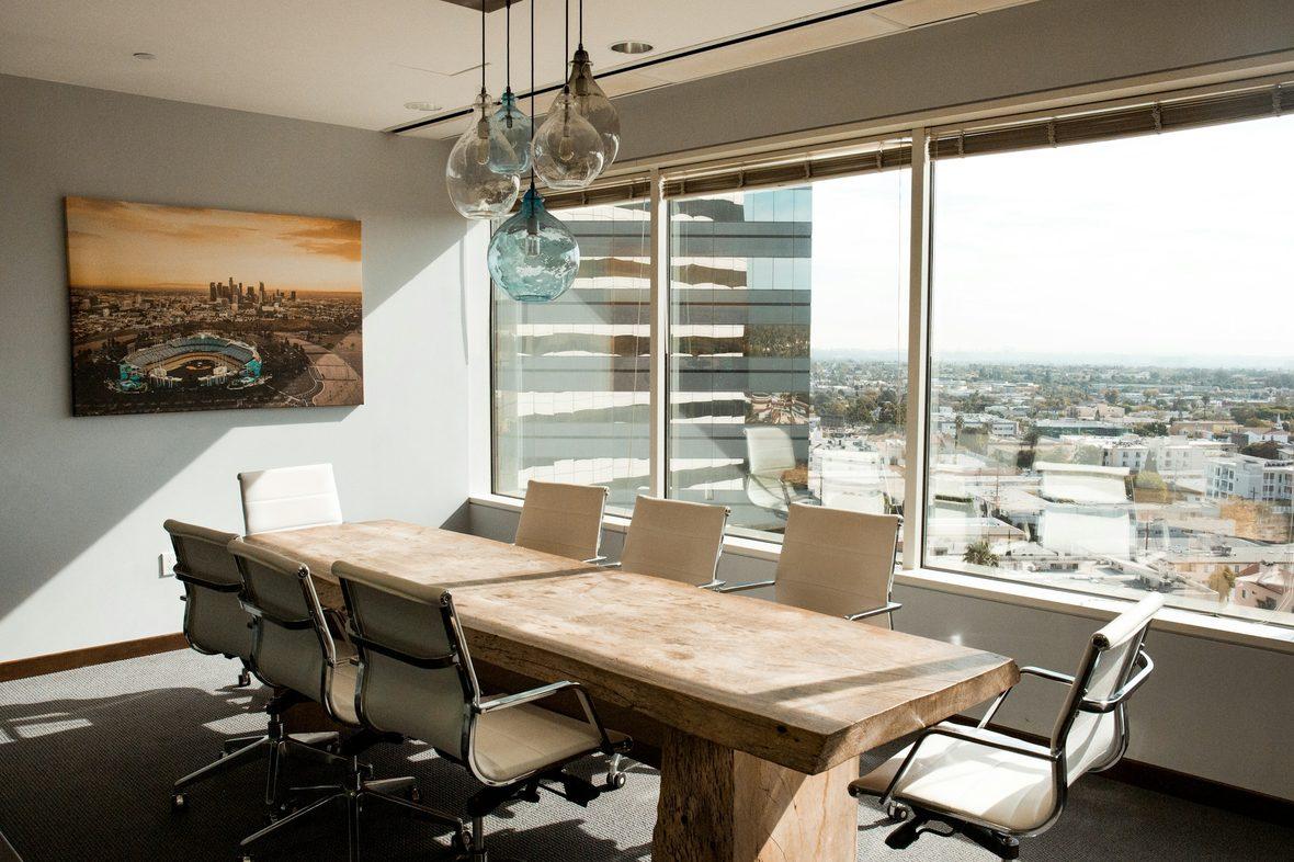 An empty boardroom set up for a working session