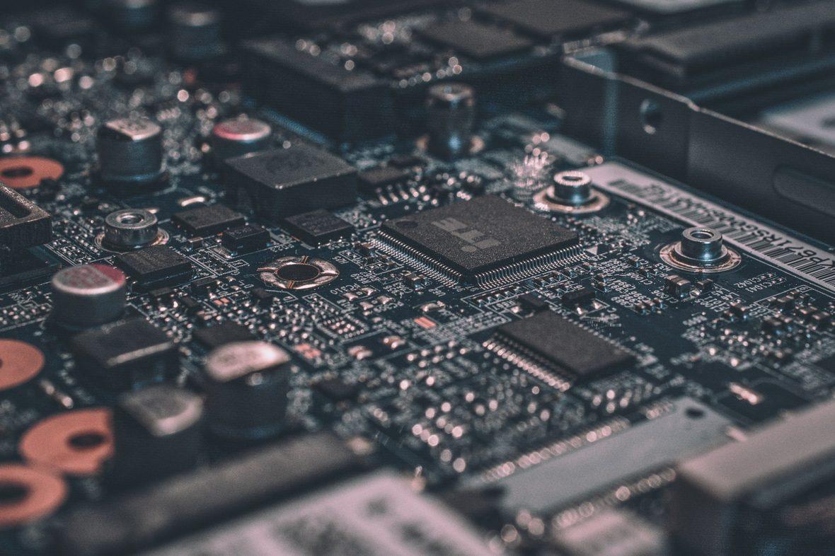 A close view of a printed circuit board