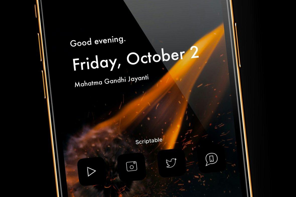 A phone showing a dark-themed application interface