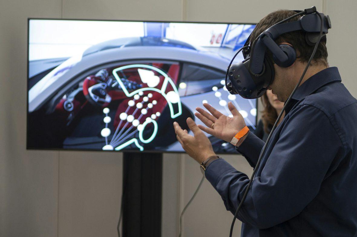 A VR training simulation in use