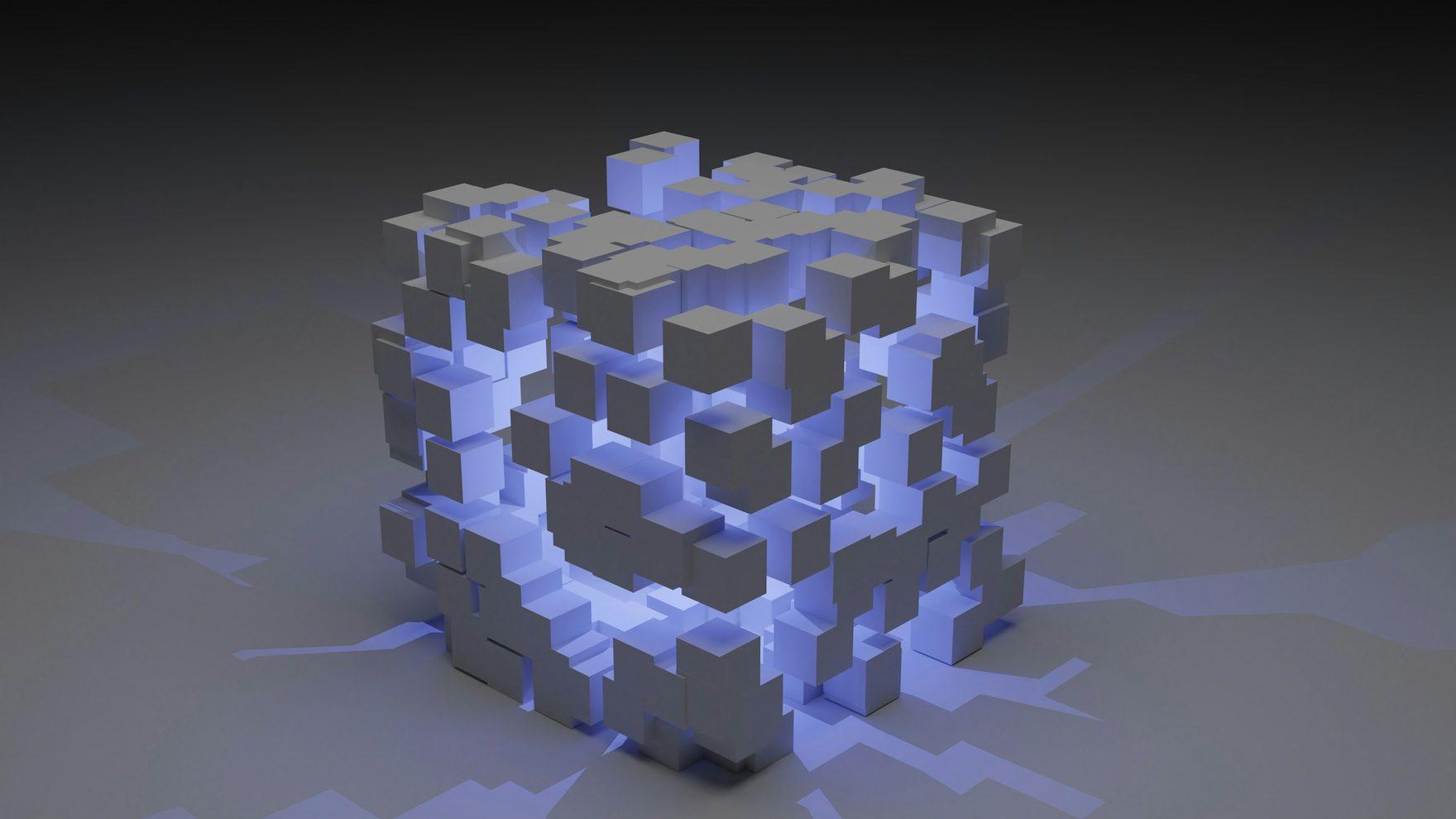 An abstract rendering of linked blocks in a chain