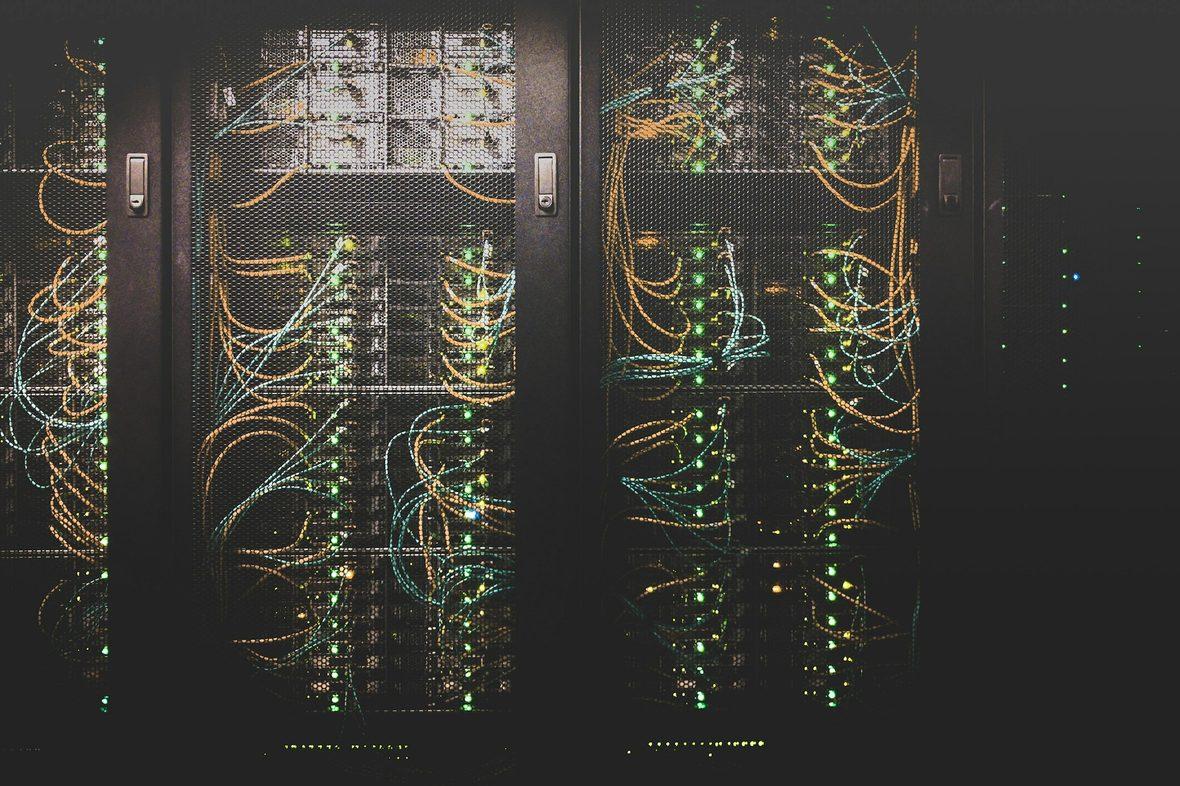 Racks of servers and structured cabling