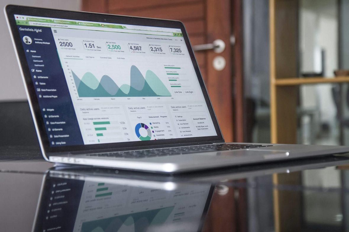 A web analytics dashboard open on a laptop